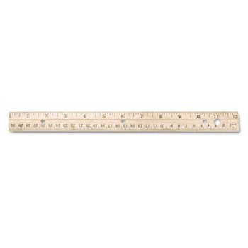 Westcott&#174; Hole Punched Wood Ruler English and Metric With Metal Edge, 12&quot;