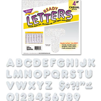 TREND&#174; Ready Letters Sparkles Letter Set, Silver Sparkle, 4&quot;h, 71/Set