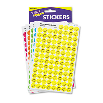 TREND&#174; SuperSpots and SuperShapes Sticker Variety Packs, Neon Smiles, 2,500/Pack