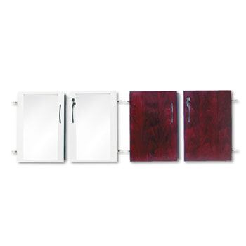 Safco Doors for Veneer Low Wall Cabinet, Mahogany/Glass, 4/Set