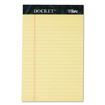 TOPS™ Docket Ruled Perforated Pads, 5 x 8, Canary, 50 Sheets, Dozen