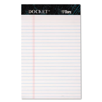 TOPS™ Docket Ruled Perforated Pads, Legal/Wide, 5 x 8, White, 50 Sheets, Dozen