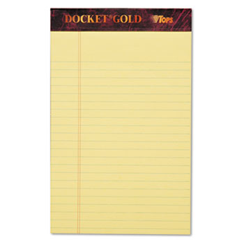 TOPS™ Docket Ruled Perforated Pads, Legal/Wide, 5 x 8, Canary, 50 Sheets, Dozen