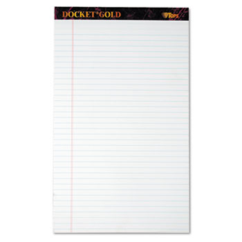 TOPS™ Docket Ruled Perforated Pads, 8 1/2 x 14, White, 50 Sheets, Dozen