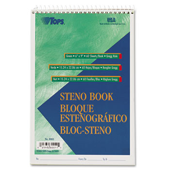 TOPS™ Gregg Steno Books, 6 x 9, Green Tint, 60-Sheet Pad