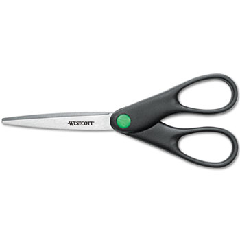 Westcott&#174; KleenEarth Recycled Stainless Steel Scissors, 7&quot; Long, Black