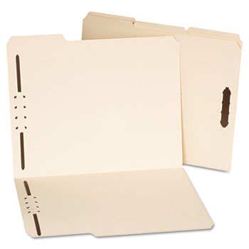 Universal Deluxe Reinforced Top Tab Fastener Folders, 2 Fasteners, Letter Size, Manila Exterior, 50/Box