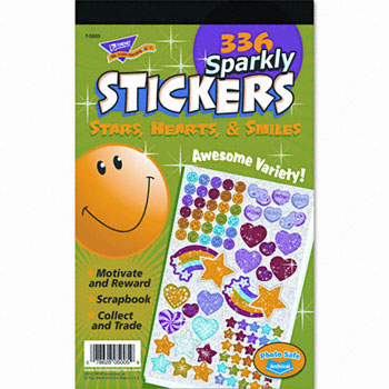 TREND&#174; Sticker Assortment Pack, Sparkly Stars/Hearts &amp; Smiles, 336/Pack