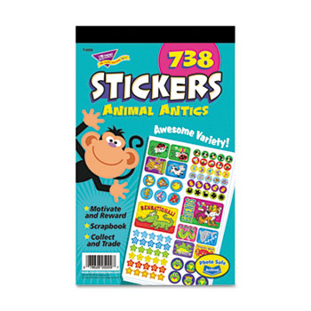 TREND&#174; Sticker Pad, Animal Antics, Assorted Colors, 738 Stickers per Pack