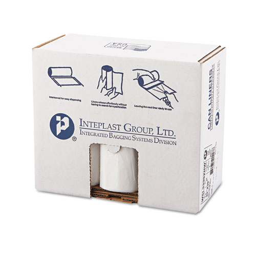 Inteplast Group Low-Density Can Liner 40 x 46 45gal .8mil White 25/Roll 4 Rolls 