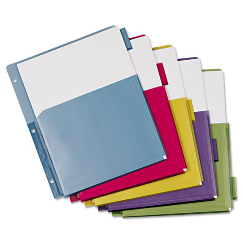 5-Tab 84012CB 1 Insertable Multicolor Tabs Cardinal Expanding Plastic Binder Dividers Letter Size Flexible Front Pockets Expand 1/4 1 Set 