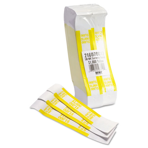 MMF Industries Self-Adhesive Currency Straps 1000 $1000 in $10 Bills Yellow 