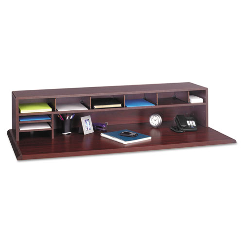 58W Medium Oak Safco Products 3671MO Low Profile Desk Top Organizer