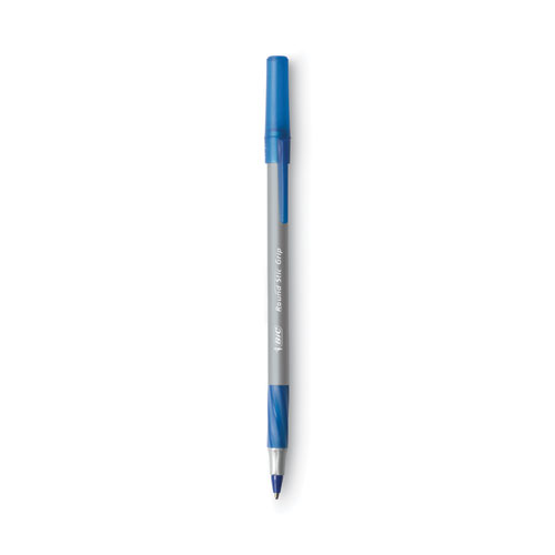 0.8mm 12-Count Blue Fine Point Round Stic Grip Xtra Comfort Ballpoint Pen Pack of 8