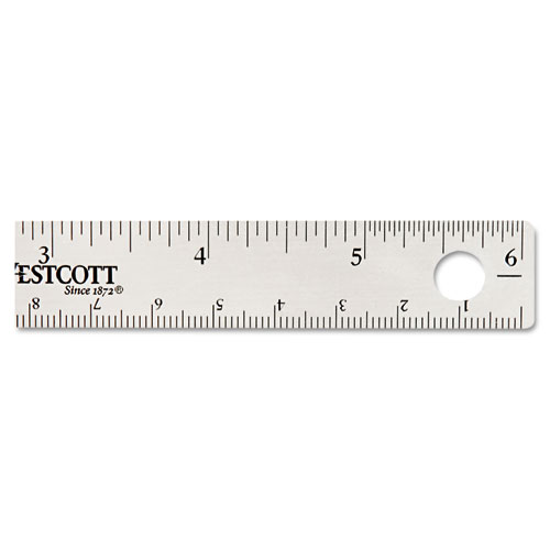 6-Inch Westcott Stainless Steel Office Ruler with Non Slip Cork Base 10414 