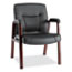 Alera Alera Madaris Series Bonded Leather Guest Chair, Wood Trim Legs, 25.39" x 25.98" x 35.62", Black Seat/Back, Mahogany Base Thumbnail 1