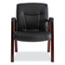 Alera Alera Madaris Series Bonded Leather Guest Chair, Wood Trim Legs, 25.39" x 25.98" x 35.62", Black Seat/Back, Mahogany Base Thumbnail 4
