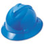 MSA V-Gard Hard Hats, Fas-Trac Ratchet Suspension, Size 6 1/2 - 8, Blue Thumbnail 4