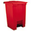 Rubbermaid® Commercial Indoor Utility Step-On Waste Container, Square, Plastic, 12gal, Red Thumbnail 1