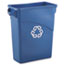 Rubbermaid® Commercial Slim Jim Recycling With Handles, Rectangular, Plastic, 15.875 Gal, Blue Thumbnail 1