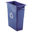 Rubbermaid® Commercial Slim Jim Recycling With Handles, Rectangular, Plastic, 15.875 Gal, Blue Thumbnail 3