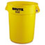 Rubbermaid® Commercial Round Brute Container, Plastic, 32 gal, Yellow Thumbnail 2