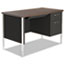 Alera Single Pedestal Steel Desk, Metal Desk, 45-1/4w x 24d x 29-1/2h, Walnut/Black Thumbnail 1