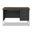 Alera Single Pedestal Steel Desk, Metal Desk, 45-1/4w x 24d x 29-1/2h, Walnut/Black Thumbnail 3