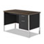 Alera Single Pedestal Steel Desk, Metal Desk, 45-1/4w x 24d x 29-1/2h, Walnut/Black Thumbnail 2