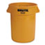 Rubbermaid® Commercial Round Brute Container, Plastic, 32 gal, Yellow Thumbnail 1