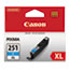 Canon® 6449B001 (CLI-251XL) ChromaLife100+ High-Yield Ink, Cyan Thumbnail 1
