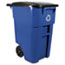 Rubbermaid® Commercial Brute Rollout Container, Square, Plastic, 50 gal, Blue Thumbnail 1