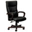 HON® VL844 Series High-Back Swivel/Tilt Chair, Black Leather/Mahogany Thumbnail 1