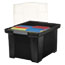 Storex Plastic File Tote Storage Box, Letter/Legal, Snap-On Lid, Black Thumbnail 1