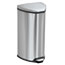 Safco® Mayline® Step-On Waste Receptacle, Triangular, Stainless Steel, 7gal, Chrome/Black Thumbnail 1