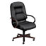 HON 2190 Pillow-Soft Wood Series Executive High-Back Chair, Mahogany/Black Leather Thumbnail 1