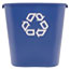 Rubbermaid® Commercial Medium Deskside Recycling Container, Rectangular, Plastic, 28.125qt, Blue Thumbnail 1