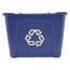 Rubbermaid® Commercial Stacking Recycle Bin, Rectangular, Polyethylene, 14gal, Blue Thumbnail 1