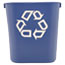 Rubbermaid® Commercial Small Deskside Recycling Container, Rectangular, Plastic, 13.625qt, Blue Thumbnail 1