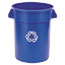 Rubbermaid® Commercial Brute Recycling Container, Round, 32 gal, Blue Thumbnail 3