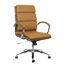 Alera Alera Neratoli Mid-Back Slim Profile Chair, Leather Seat/Back, Supports Up to 275 lb, Camel Seat/Back, Chrome Base Thumbnail 1