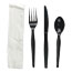 Boardwalk Four-Piece Cutlery Kit, Fork/Knife/Napkin/Teaspoon, Black, 250/Carton Thumbnail 1