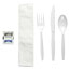 Boardwalk Six-Piece Cutlery Kit, Condiment/Fork/Knife/Napkin/Teaspoon, White, 250/Carton Thumbnail 1