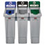 Rubbermaid® Commercial Slim Jim Recycling Station Kit, 69 gal, 3-Stream Landfill/Mixed Recycling Thumbnail 2