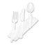 Dixie® White Medium Weight Polystyrene Fork Knife Teaspoon Napkin Cutlery Kit, 250/CT Thumbnail 1