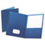 Oxford™ Twin-Pocket Folder, Embossed Leather Grain Paper, Blue, 25/BX Thumbnail 2