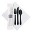 Hoffmaster® CaterWrap Cater to Go Express Cutlery Kit, Fork/Knife/Spoon/Napkin, Black, 100/Carton Thumbnail 1