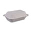 Boardwalk Bagasse Food Containers, Hinged-Lid, 1-Compartment 9 x 6 x 3.19, White, 125/Sleeve, 2 Sleeves/Carton Thumbnail 2