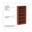 Alera Alera Valencia Series Bookcase, Five-Shelf, 31.75w x 14d x 64.75h, Medium Cherry Thumbnail 3