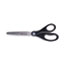 Universal Stainless Steel Office Scissors, Pointed Tip, 7" Long, 3" Cut Length, Black Straight Handle Thumbnail 1